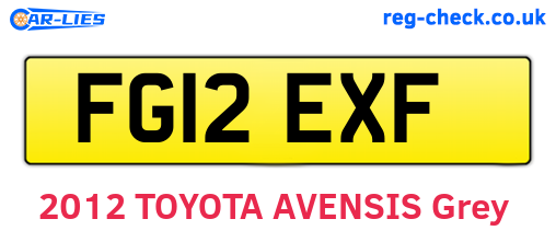 FG12EXF are the vehicle registration plates.