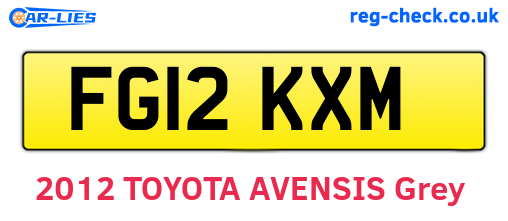 FG12KXM are the vehicle registration plates.