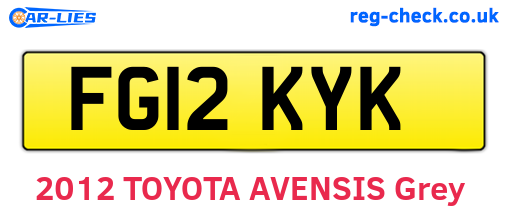 FG12KYK are the vehicle registration plates.