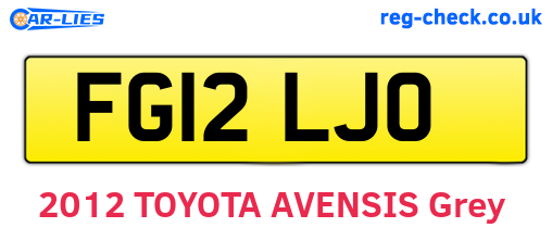 FG12LJO are the vehicle registration plates.