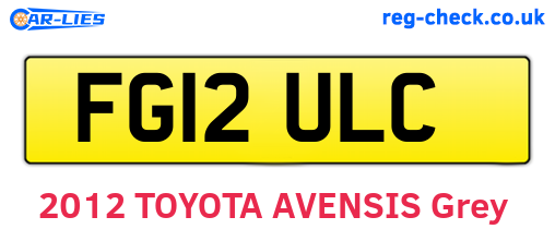 FG12ULC are the vehicle registration plates.