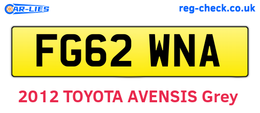 FG62WNA are the vehicle registration plates.