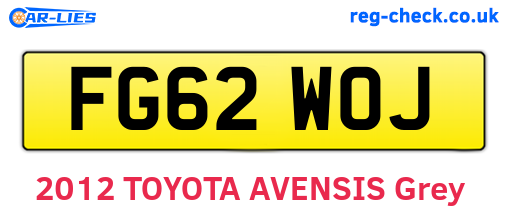 FG62WOJ are the vehicle registration plates.