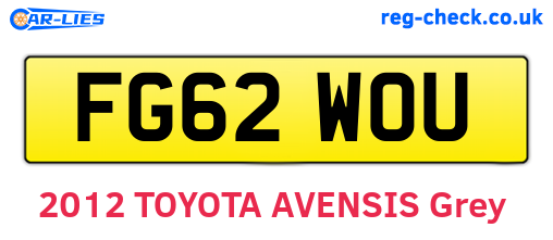 FG62WOU are the vehicle registration plates.