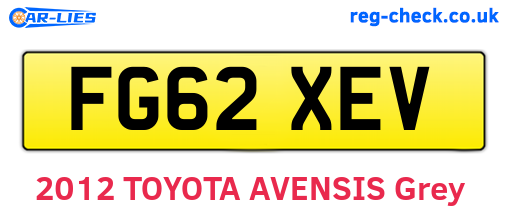 FG62XEV are the vehicle registration plates.