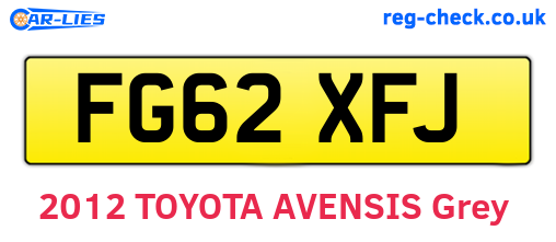 FG62XFJ are the vehicle registration plates.