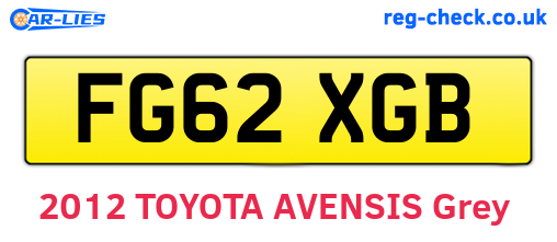 FG62XGB are the vehicle registration plates.