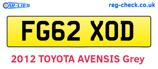 FG62XOD are the vehicle registration plates.