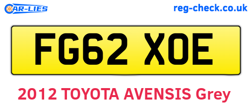 FG62XOE are the vehicle registration plates.