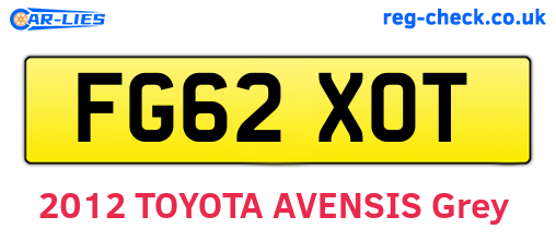 FG62XOT are the vehicle registration plates.