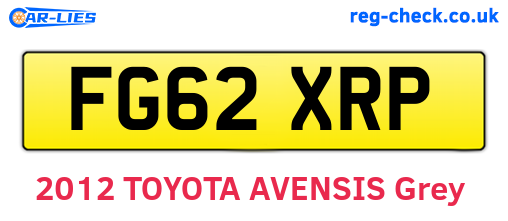 FG62XRP are the vehicle registration plates.