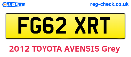 FG62XRT are the vehicle registration plates.