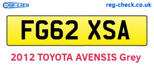 FG62XSA are the vehicle registration plates.
