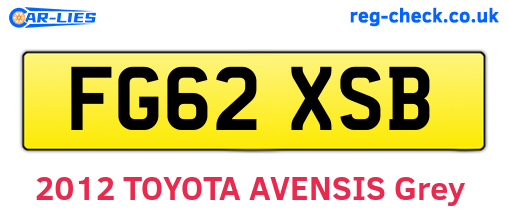 FG62XSB are the vehicle registration plates.