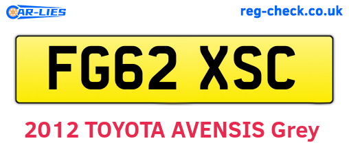 FG62XSC are the vehicle registration plates.