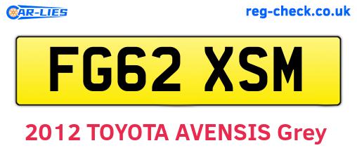 FG62XSM are the vehicle registration plates.