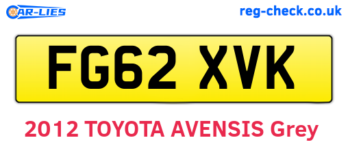 FG62XVK are the vehicle registration plates.
