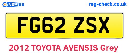 FG62ZSX are the vehicle registration plates.