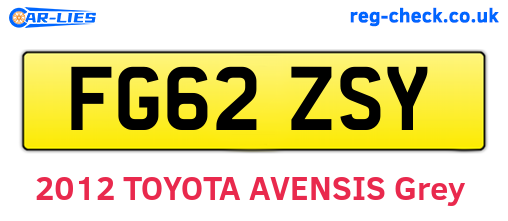 FG62ZSY are the vehicle registration plates.