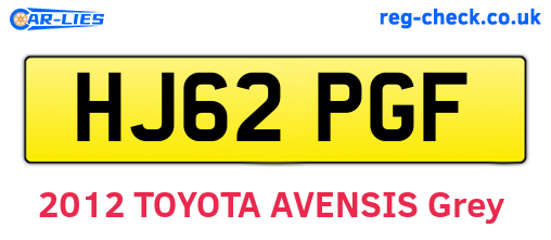 HJ62PGF are the vehicle registration plates.