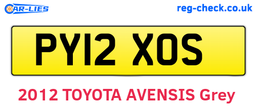 PY12XOS are the vehicle registration plates.