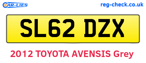 SL62DZX are the vehicle registration plates.
