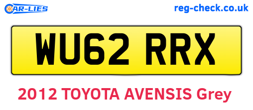 WU62RRX are the vehicle registration plates.