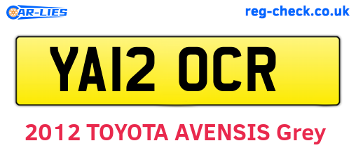 YA12OCR are the vehicle registration plates.