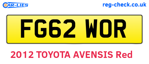 FG62WOR are the vehicle registration plates.