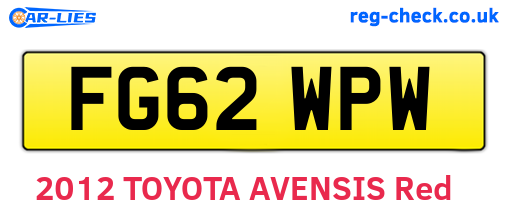 FG62WPW are the vehicle registration plates.