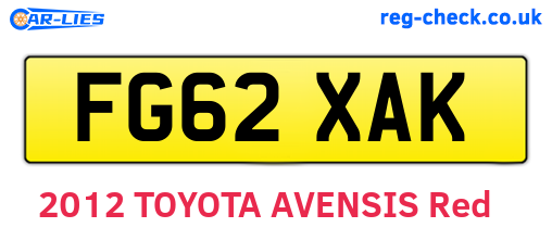FG62XAK are the vehicle registration plates.