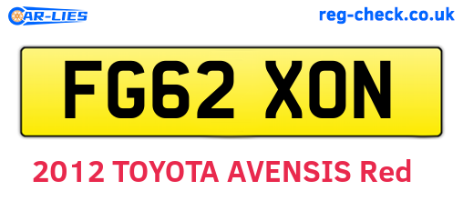 FG62XON are the vehicle registration plates.
