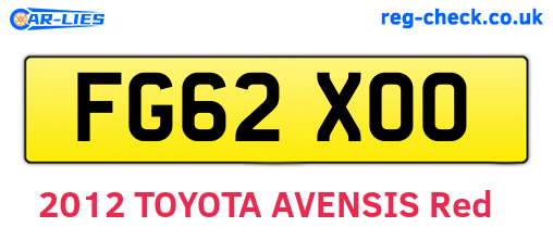 FG62XOO are the vehicle registration plates.