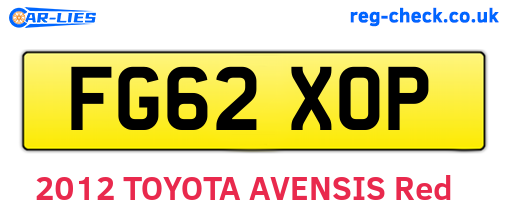 FG62XOP are the vehicle registration plates.