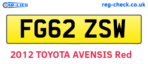 FG62ZSW are the vehicle registration plates.
