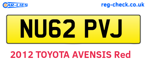 NU62PVJ are the vehicle registration plates.