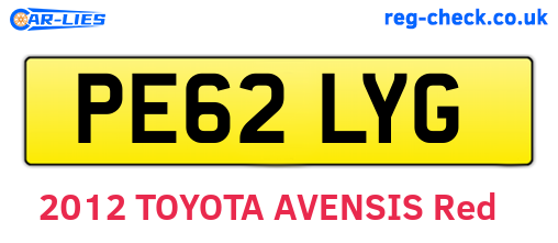 PE62LYG are the vehicle registration plates.