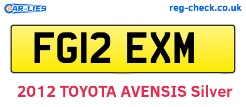 FG12EXM are the vehicle registration plates.