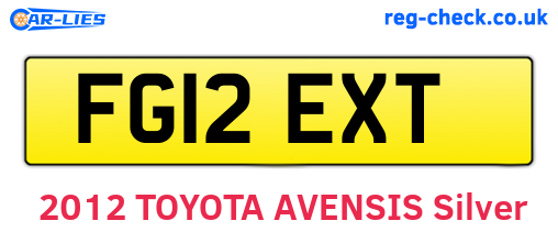 FG12EXT are the vehicle registration plates.