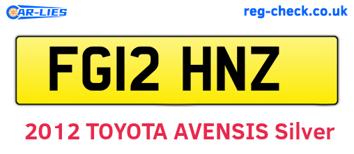 FG12HNZ are the vehicle registration plates.