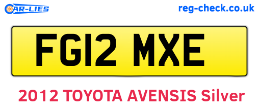 FG12MXE are the vehicle registration plates.