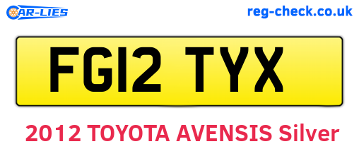 FG12TYX are the vehicle registration plates.