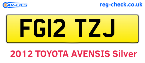 FG12TZJ are the vehicle registration plates.