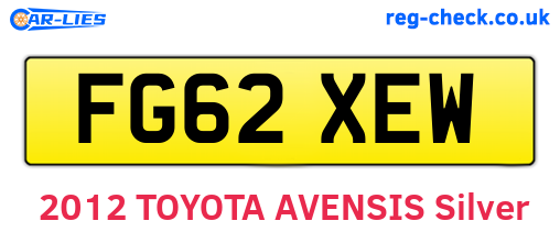 FG62XEW are the vehicle registration plates.