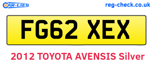 FG62XEX are the vehicle registration plates.