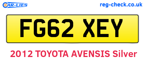FG62XEY are the vehicle registration plates.