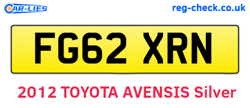 FG62XRN are the vehicle registration plates.