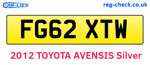 FG62XTW are the vehicle registration plates.