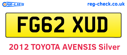 FG62XUD are the vehicle registration plates.