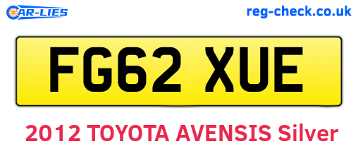 FG62XUE are the vehicle registration plates.